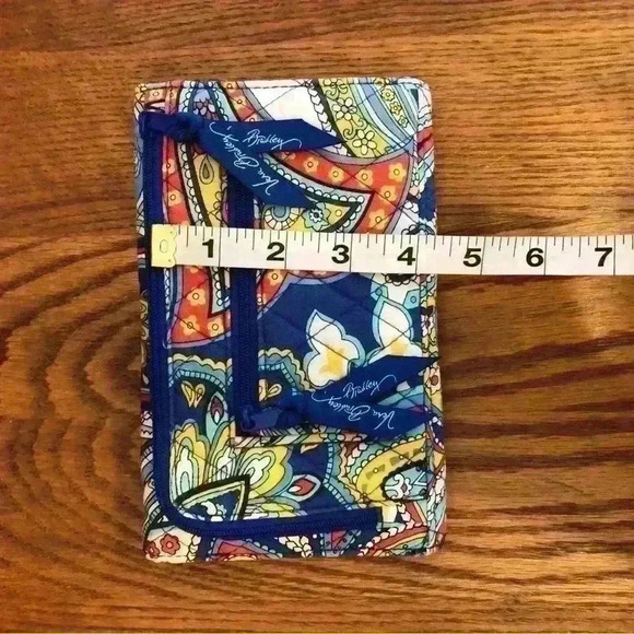 Vera Bradley, Paisley Print Wallet, White/Blue/Yellow, Red, 8”x4.5” - Picture 5 of 8